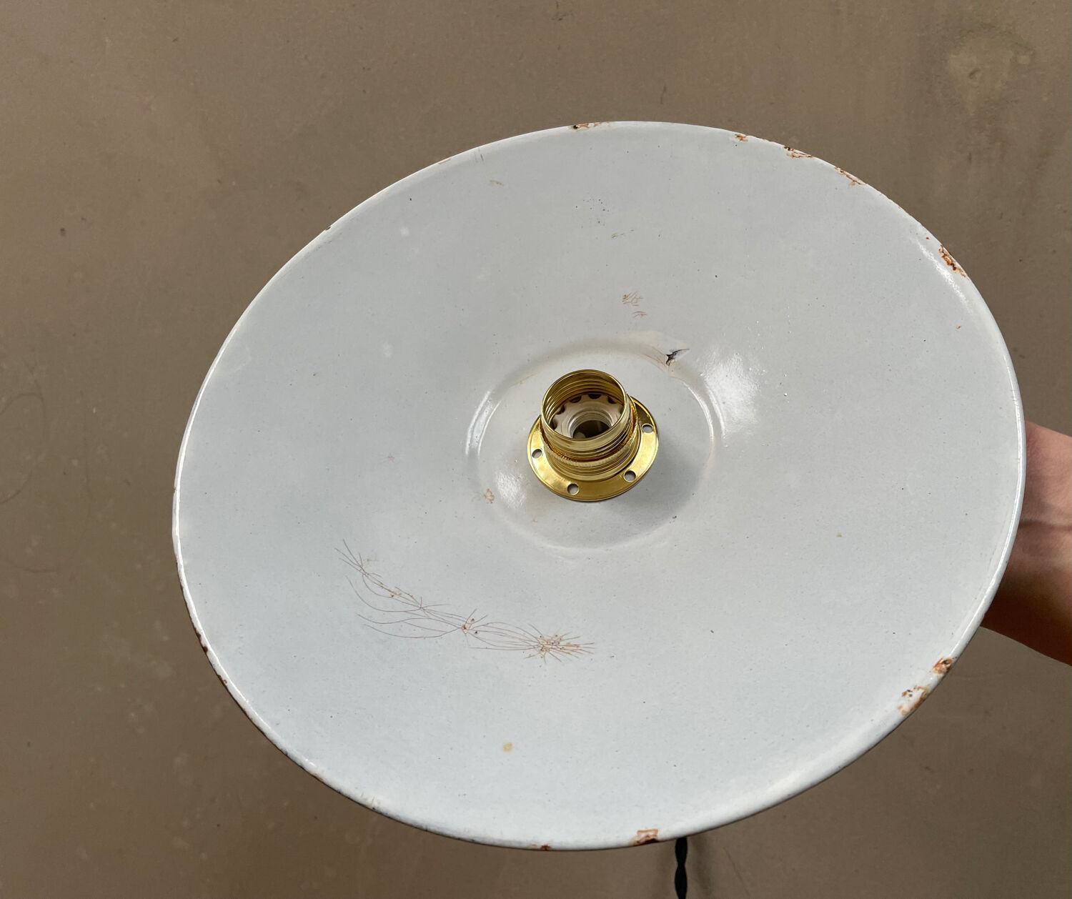 Old enameled metal lampshade