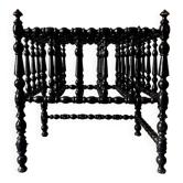 Napoleon III magazine rack in black turned wood