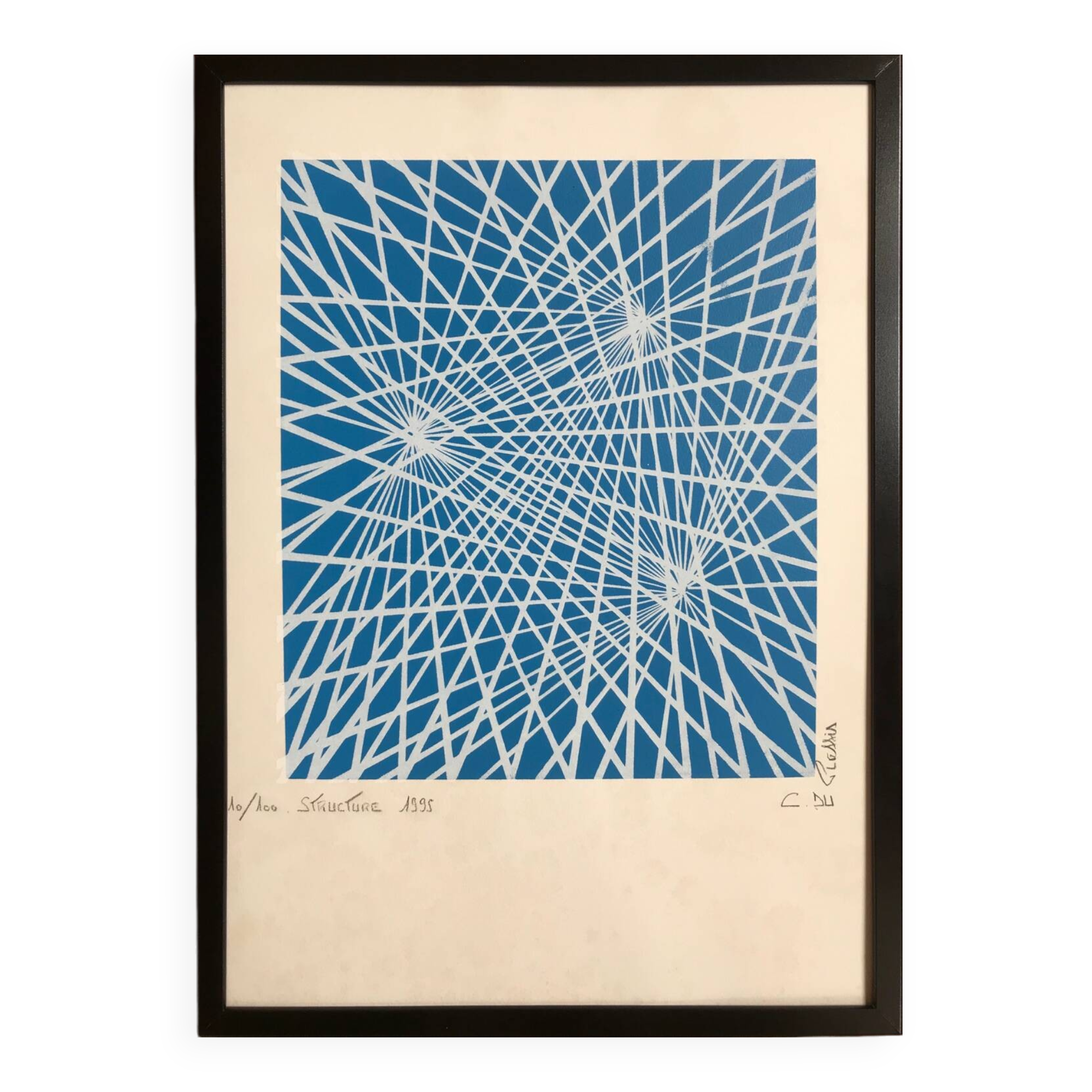 Lithographie originale de c.du plessis.structure,1996