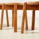 Set of 4 stools in birch and rope from the 1990s.