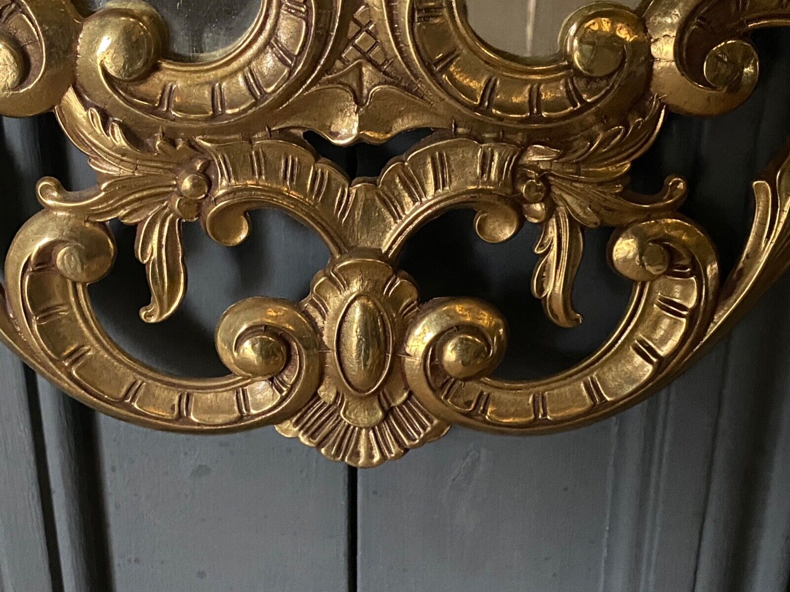 Gilded bronze console Louis XV style and its Mirror Mid-twentieth Marble