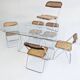 Foldable steel & glass dining table by Max Sauze 1970s