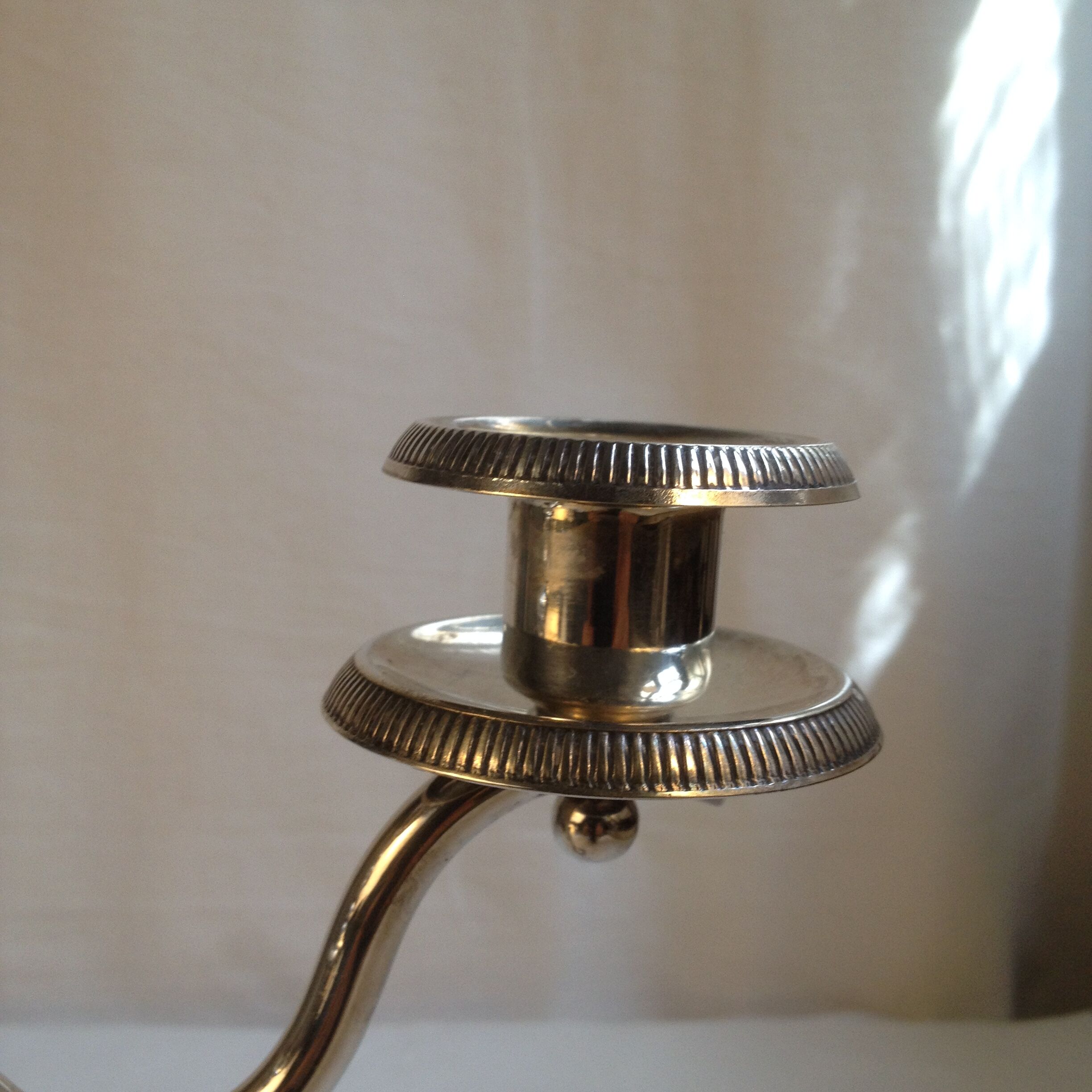 Candlestick with 3 burners in silver metal, Louis XVI style