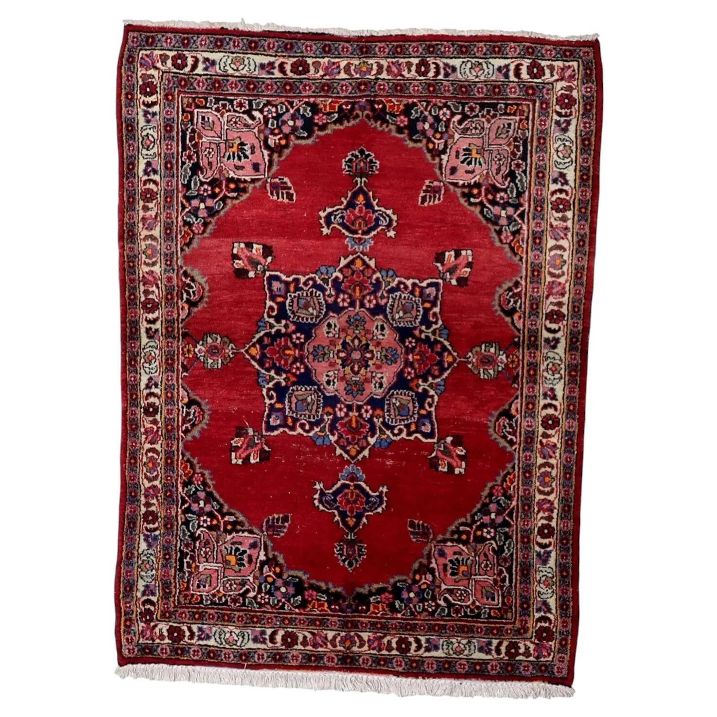 Tapis persan ancien Kazvin fait à la main 134 cm x 182 cm années 1920 - 1C1229
