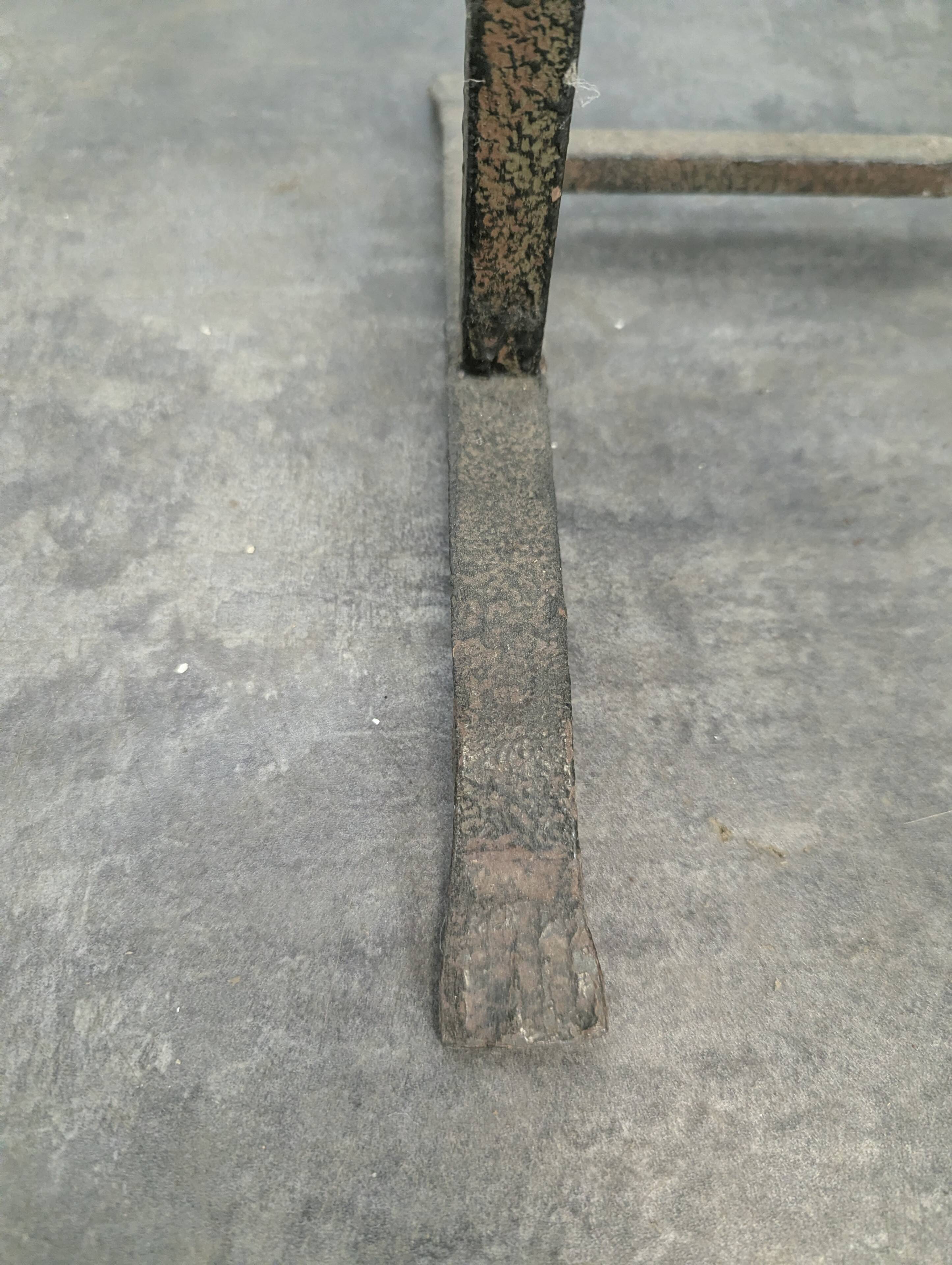 Brutalist magazine rack in wrought iron and oak