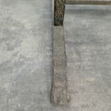 Brutalist magazine rack in wrought iron and oak