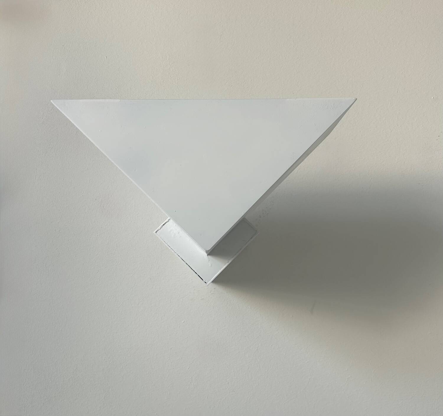 Pair of vintage geometric wall lights, matte white, France 1970