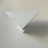 Pair of vintage geometric wall lights, matte white, France 1970