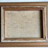 Village malgache, peinture à l'huile originale d'Ambroise Rakoto, vers 1955.