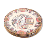 Set of 6 dessert plates model canton of B.F-boch frères, Belgium, late 19th
