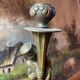 Art deco bronze candle holder