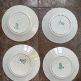 4 opaque porcelain dessert plates from Gien, Montigny model