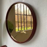 Red lacquered console and its mirror from the 80s