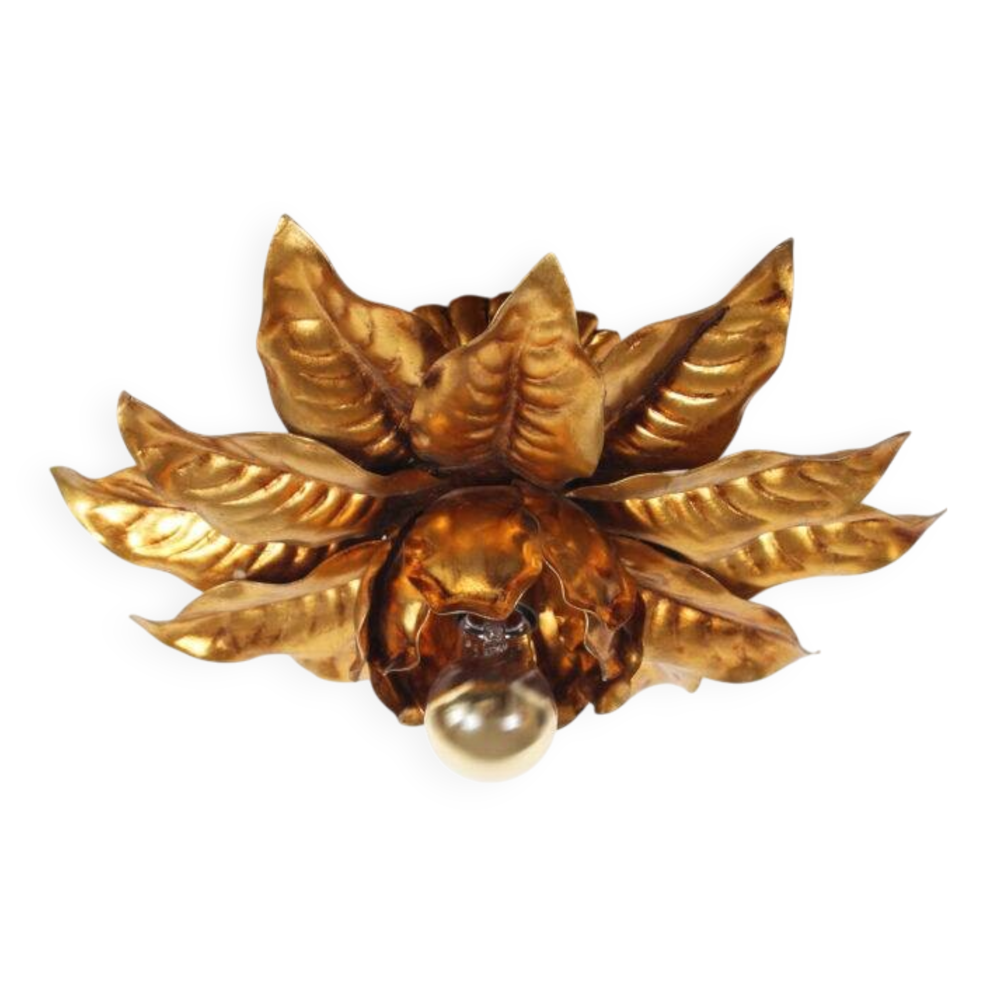 Wonderful large gilded Florentine flush mount light by Masca