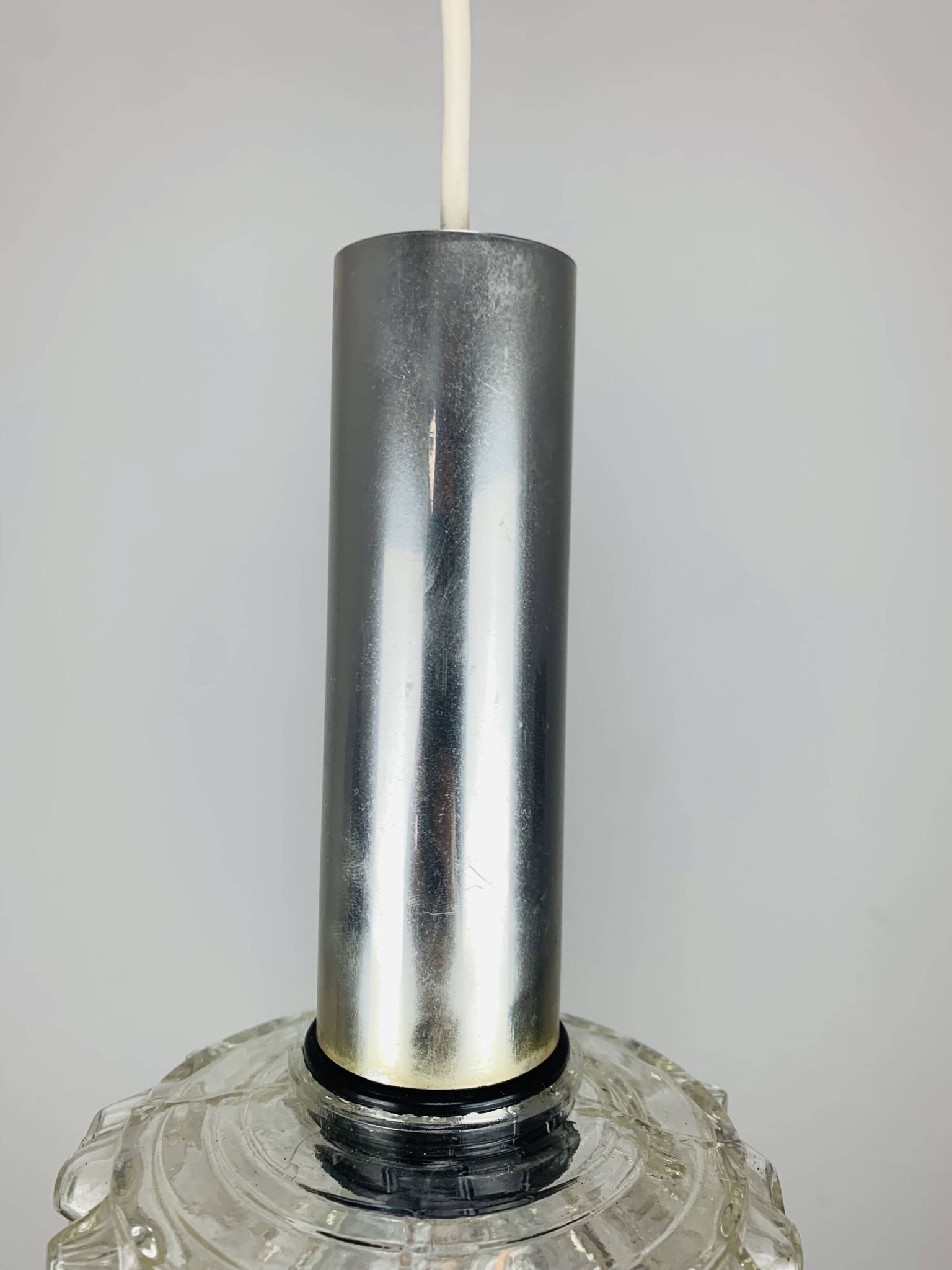 Suspension verre ciselé années 60 vintage