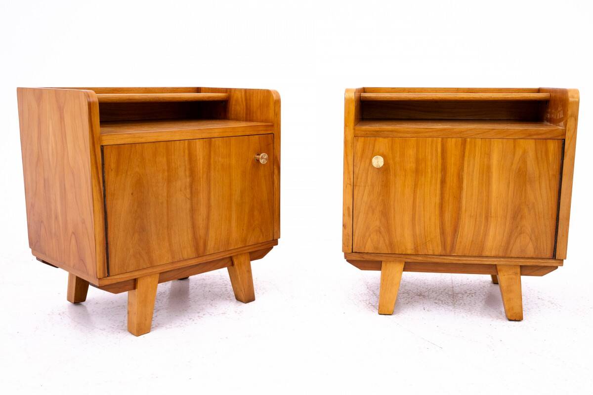 Pair of Art Deco bedside tables, Poland, 1950s.