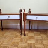Pair of mahogany and veneer wood bedside tables, Gautier, 60s