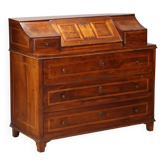 Antique drop-leaf cabinet in maple and bronze, 5 drawers, Italy, 19th century.