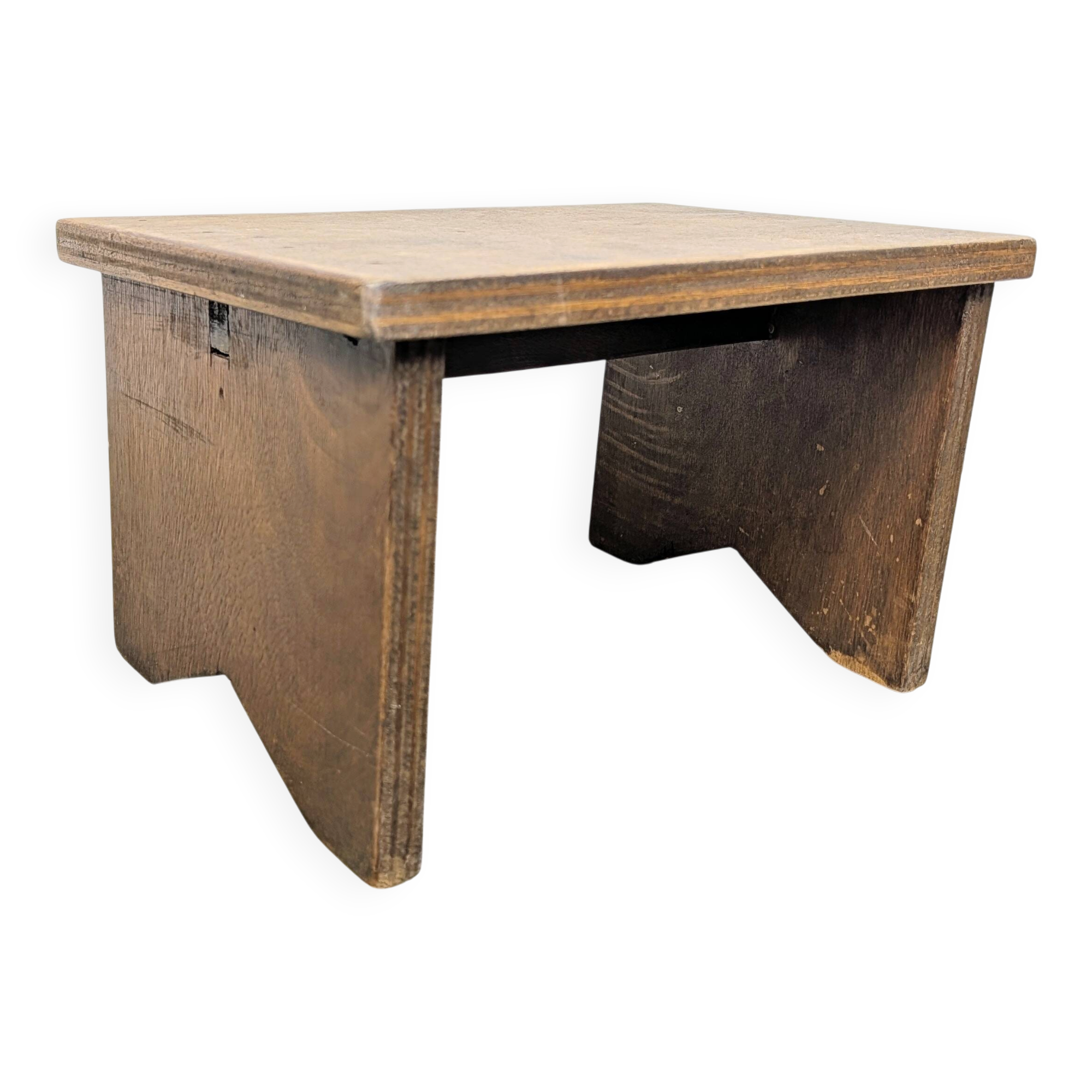 Small patinated wooden footrest bench