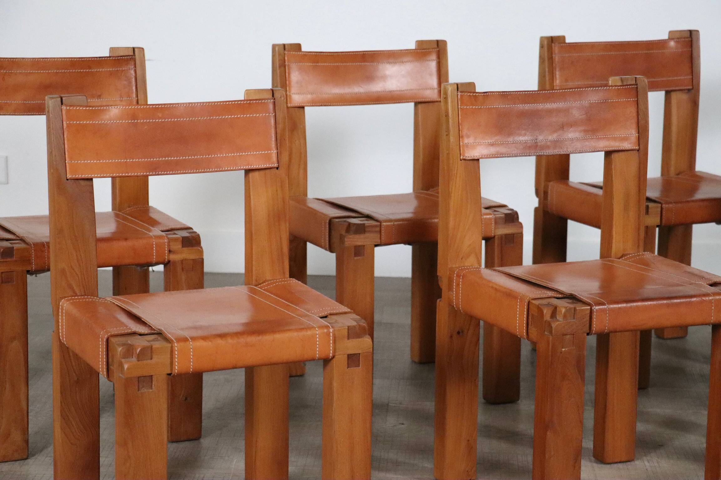 Set of 6 Pierre Chapo S11 Dining Chairs, France, 1960s
