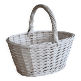 Vintage wicker basket painted white