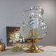 Brass foot table lamp, transparent textured molded globe, art deco style