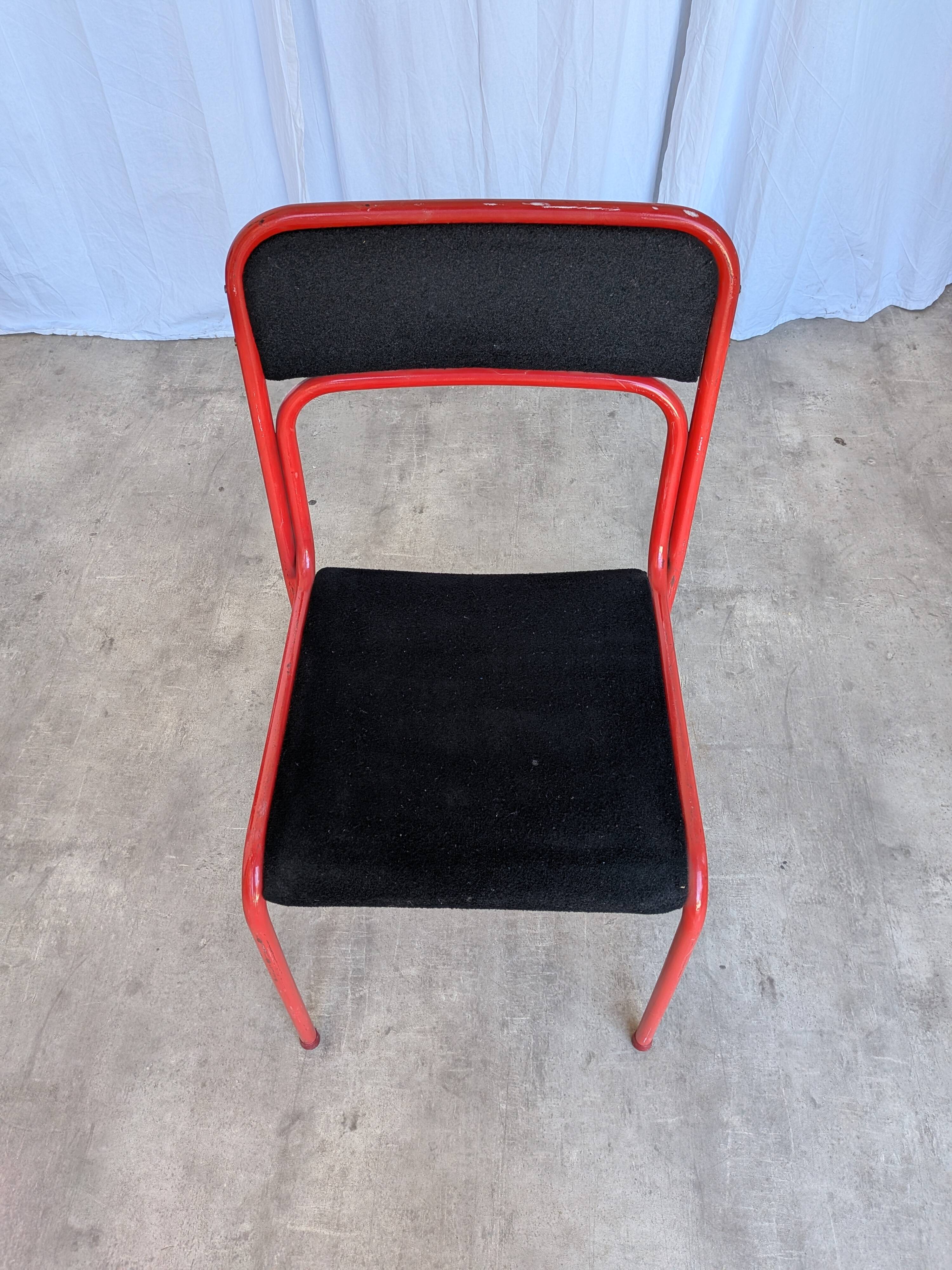 Space Age Stackable Dining Chair / 1970s Red & Black Metal Chair (9 in stoc
