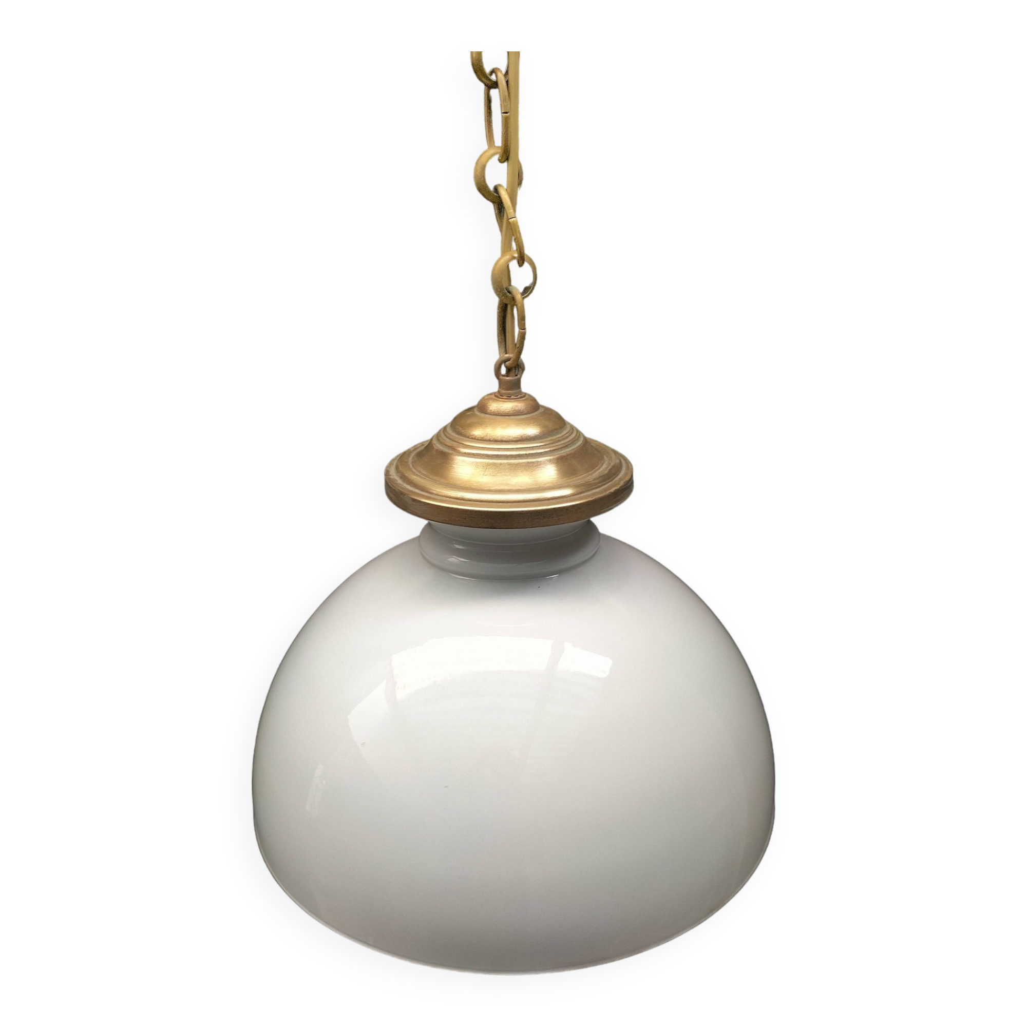 Large opaline pendant light