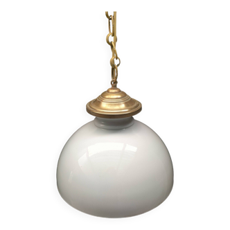 Large opaline pendant light