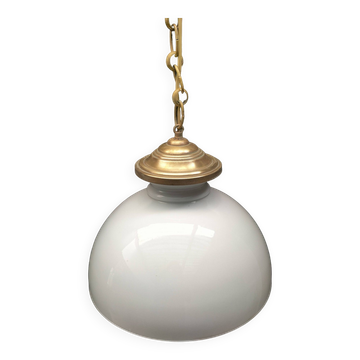 Large opaline pendant light