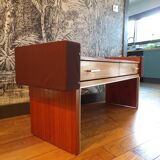 Mini enfilade teck et tissu, 2 tiroirs