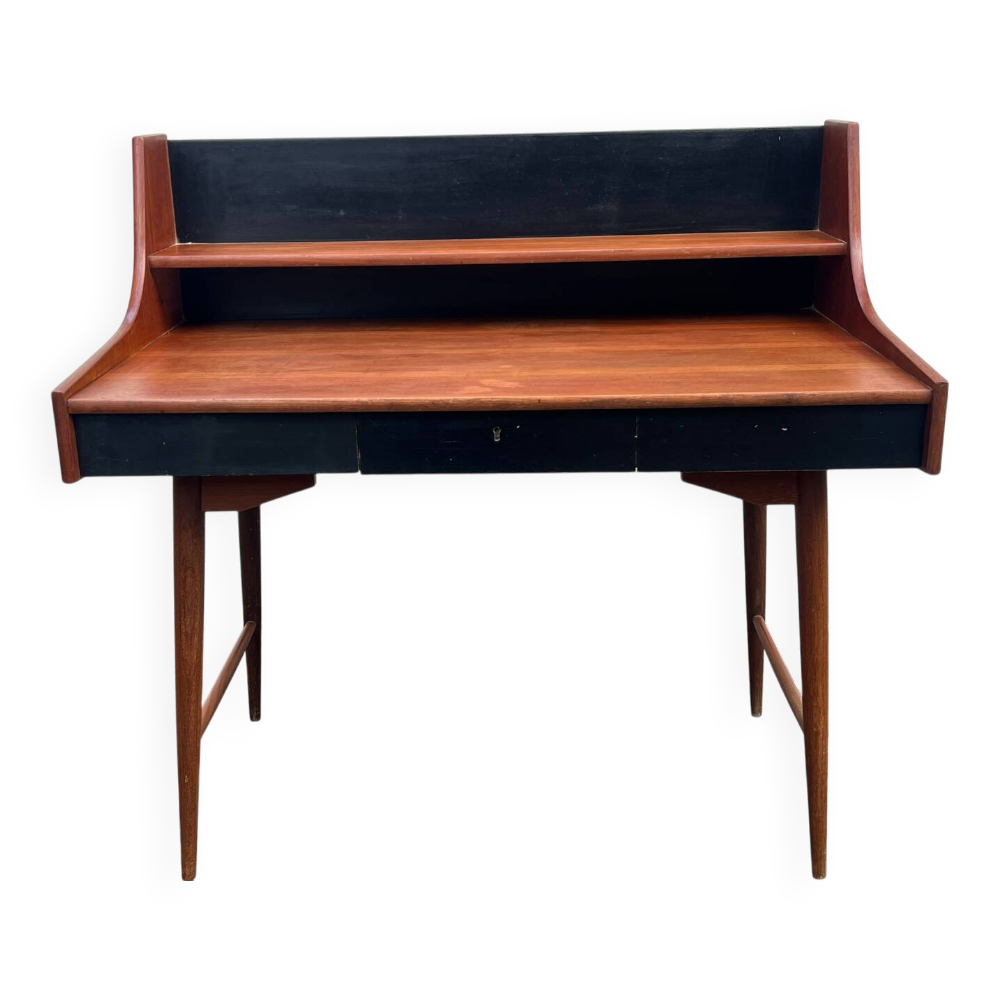 Beautiful Scandinavian vintage desk Ola in teak by John Texmon, 1950s.