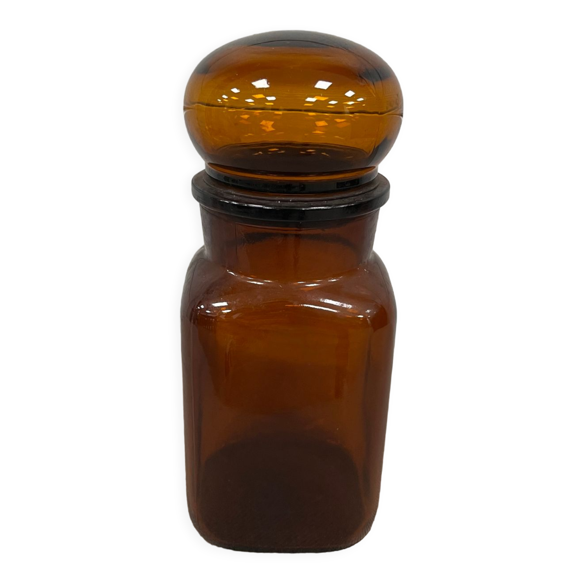 Vintage amber glass apothecary jar