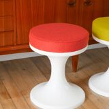 Tulip stool in Plastic and Wool, Rust, Space Age Design, 1970