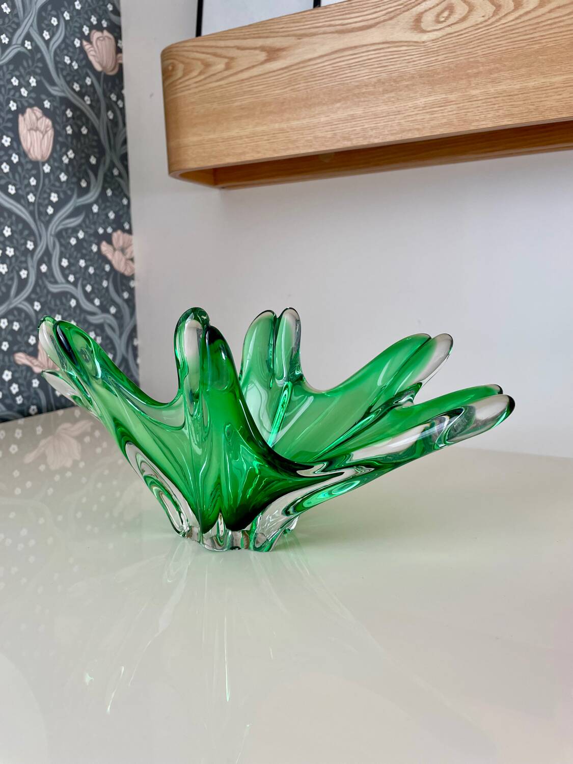 Vintage 60s green blown glass cup