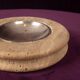 Round Italian Travertine Ashtray with Removable Metal Dish 1970