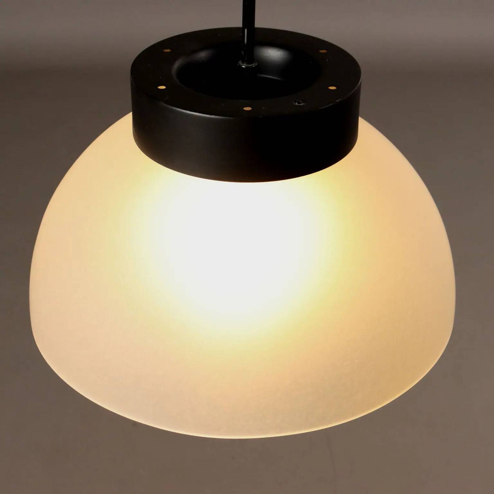 Vintage aluminium and glass pendant light, Italy, 1970s.