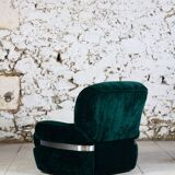 Fauteuil en velours vert "spage age" par Beka, 1970