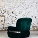 Green velvet armchair "spage age" by Beka, 1970
