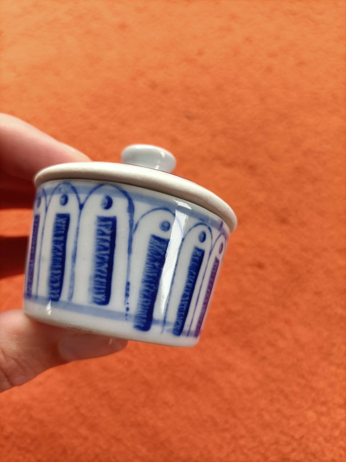 Small vintage blue ceramic box