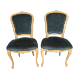 Pair of blue velvet Louis XV chairs