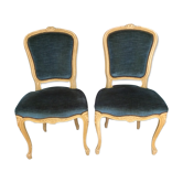 Pair of blue velvet Louis XV chairs