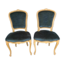 Lot de 2 chaises Louis XV en velours bleu