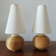 Pair of vintage lamps in rattan and ceramic