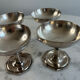 Set of 4 silver-plated ice cream bowls, hallmark, octagonal base, A