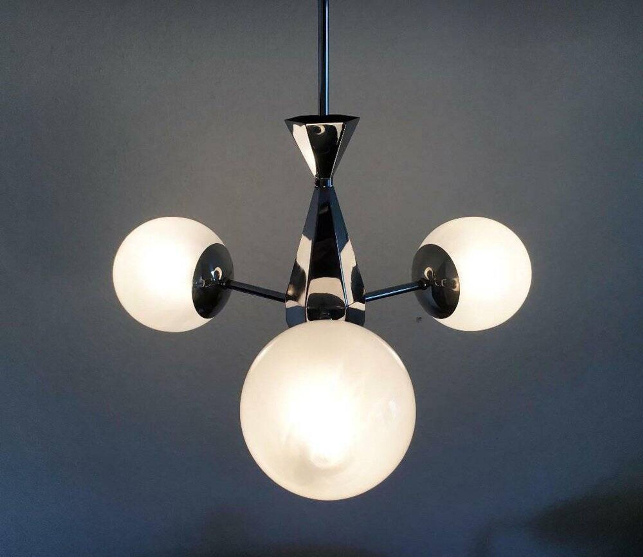 Art Deco Metal and Glass Chandelier