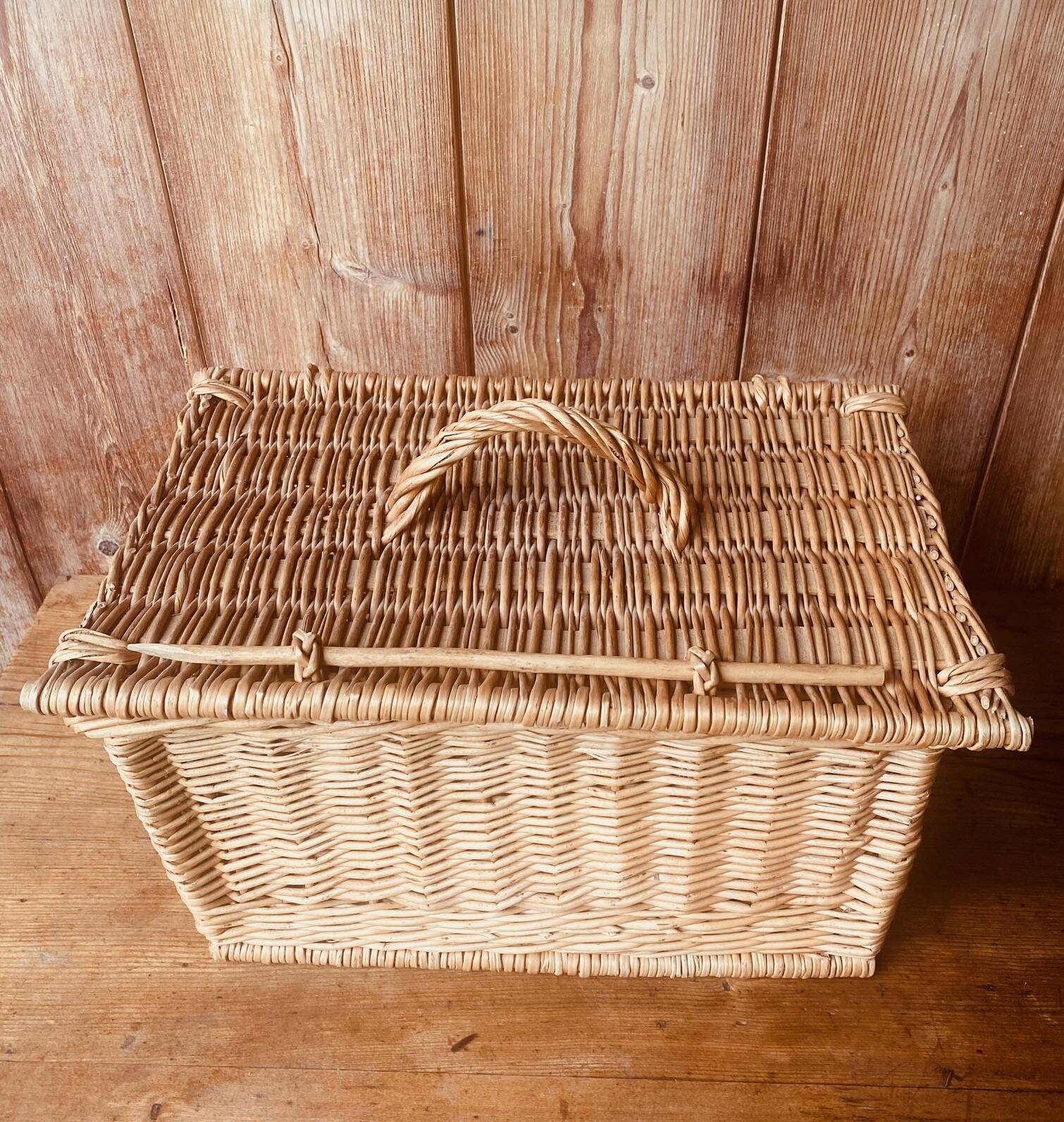 Vintage woven rattan briefcase