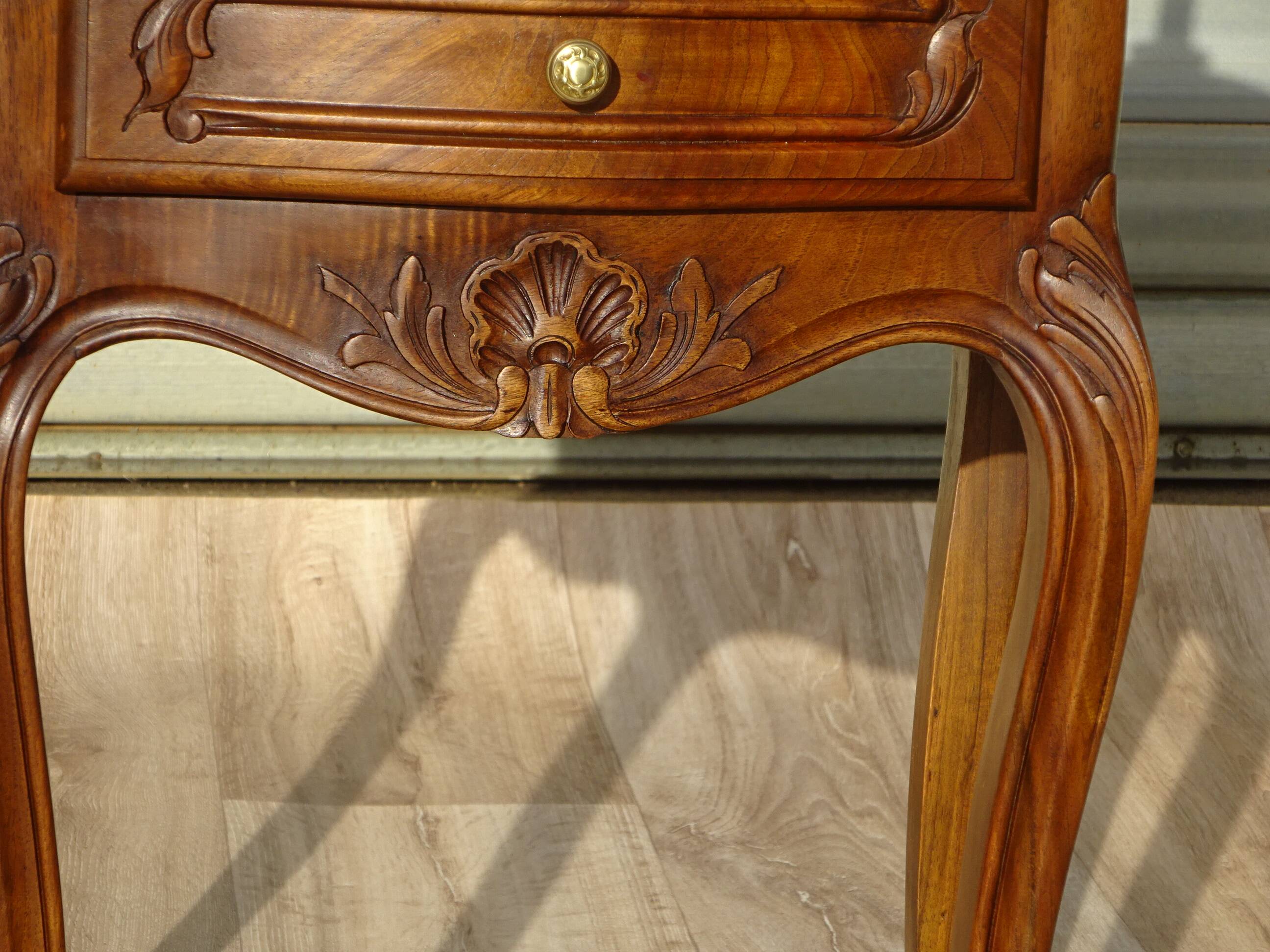 Small walnut bedside table in Louis XV style.
