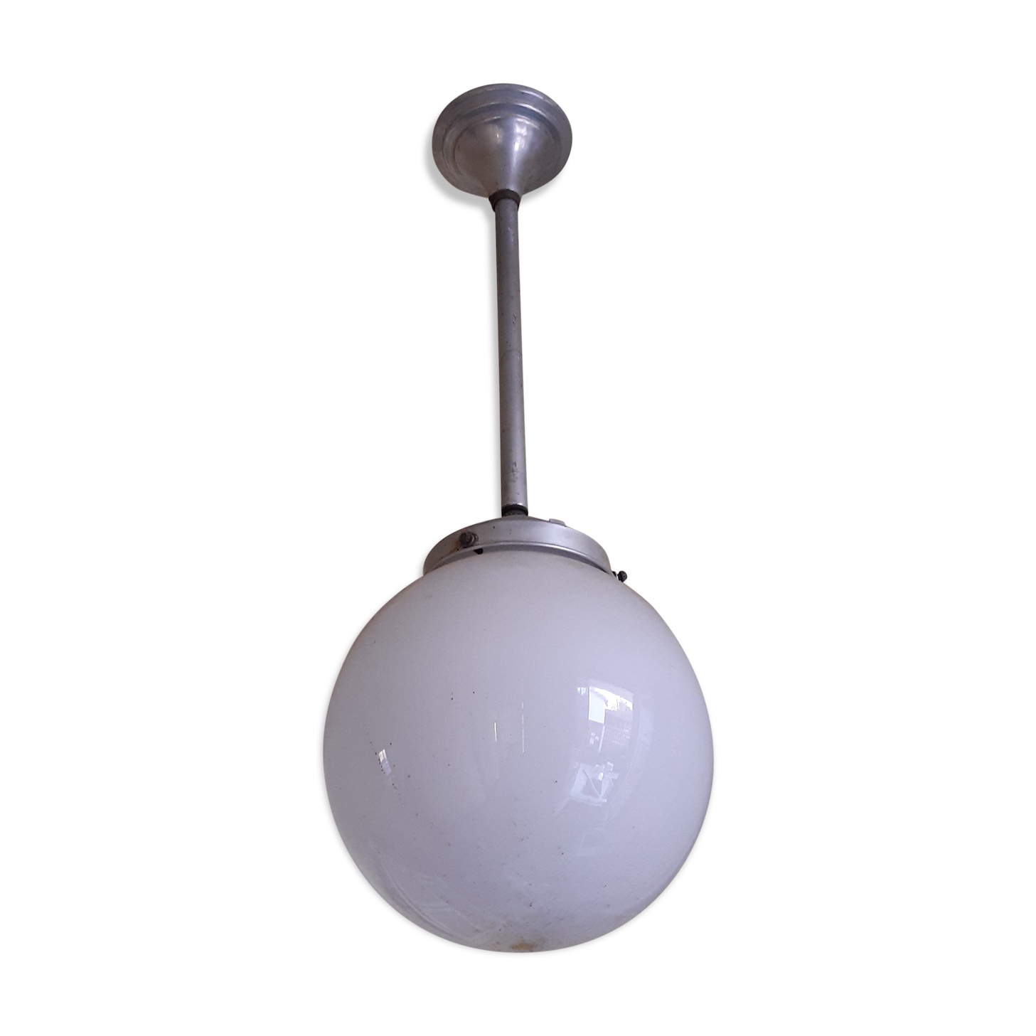 White glass art deco globe hanging