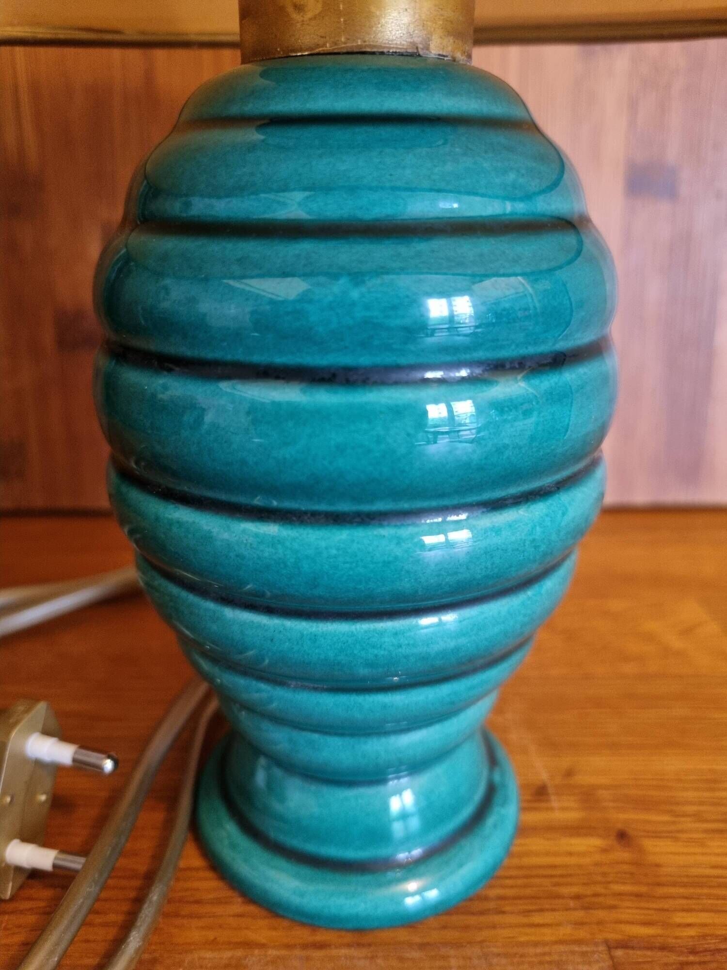 Vintage 50s bedside lamp in green ceramic